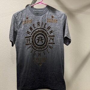 American Fighter Youth Gray-to-Black Ombre Tee with Gold Crest